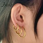 Hoop Earrings Hoop Earrings Simple Jewelry Circle Shape Gold Plated Different Size Hoop Earrings Stainless Steel