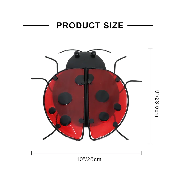  Colorful Metal Ladybug  Wall Art Glass Insect Figurine For Home 1