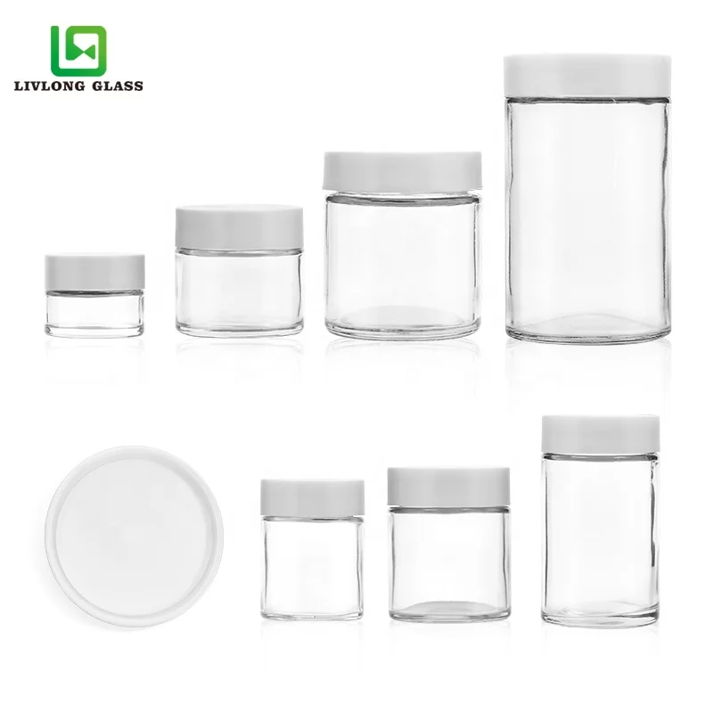 3 oz Child Resistant Clear White Glass Jars