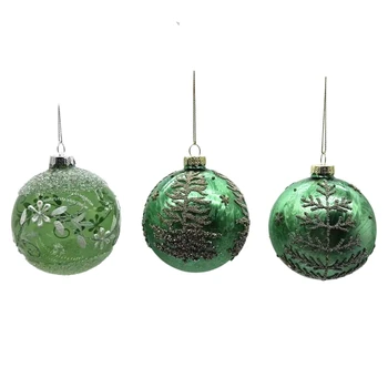 Exquisite Christmas glass ball, green painted tree hanging decoration