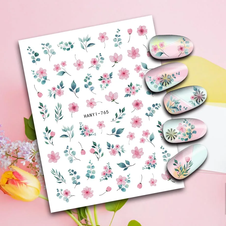 TSZS 2024 Custom 3D Spring Summer Flower Grass Nail Art Stickers ...