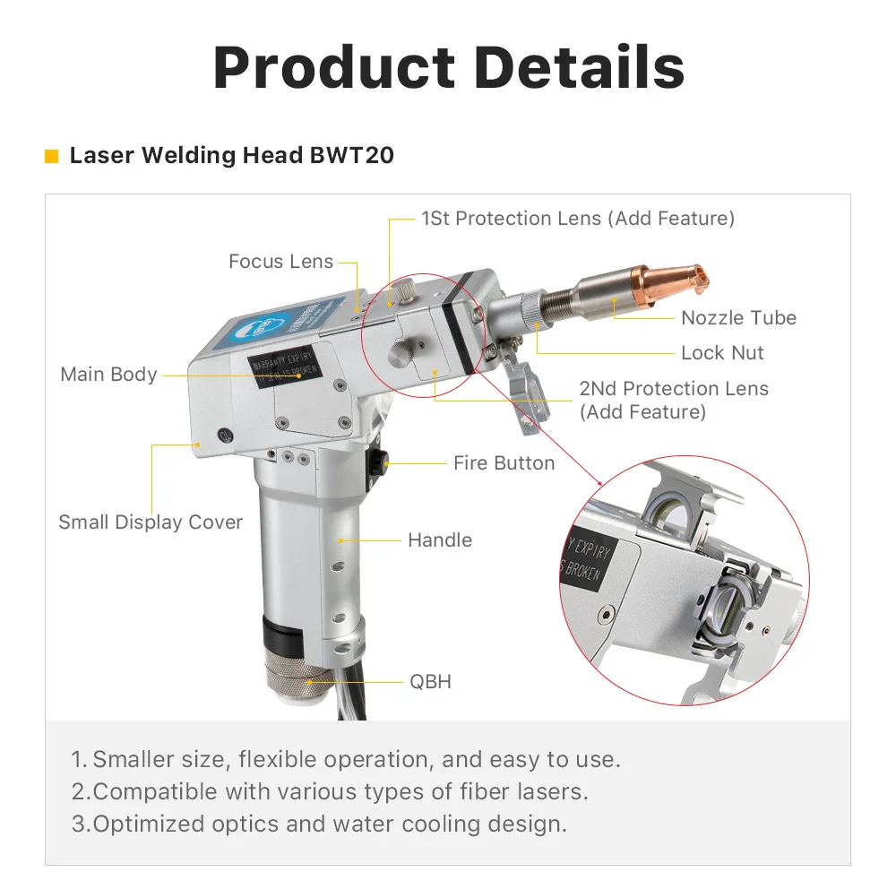 Qilin Laser Welder Laser Welding Gun Bwt20 Qbh 2000w Wire Set With Automatic Wire Feeder For