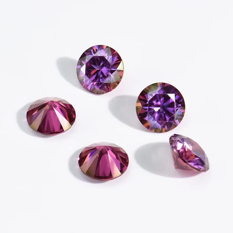 Colorful Moissanite Gemstone Round Shape Loose Moissanite Purple/Amethyst Can Pass the Diamond test