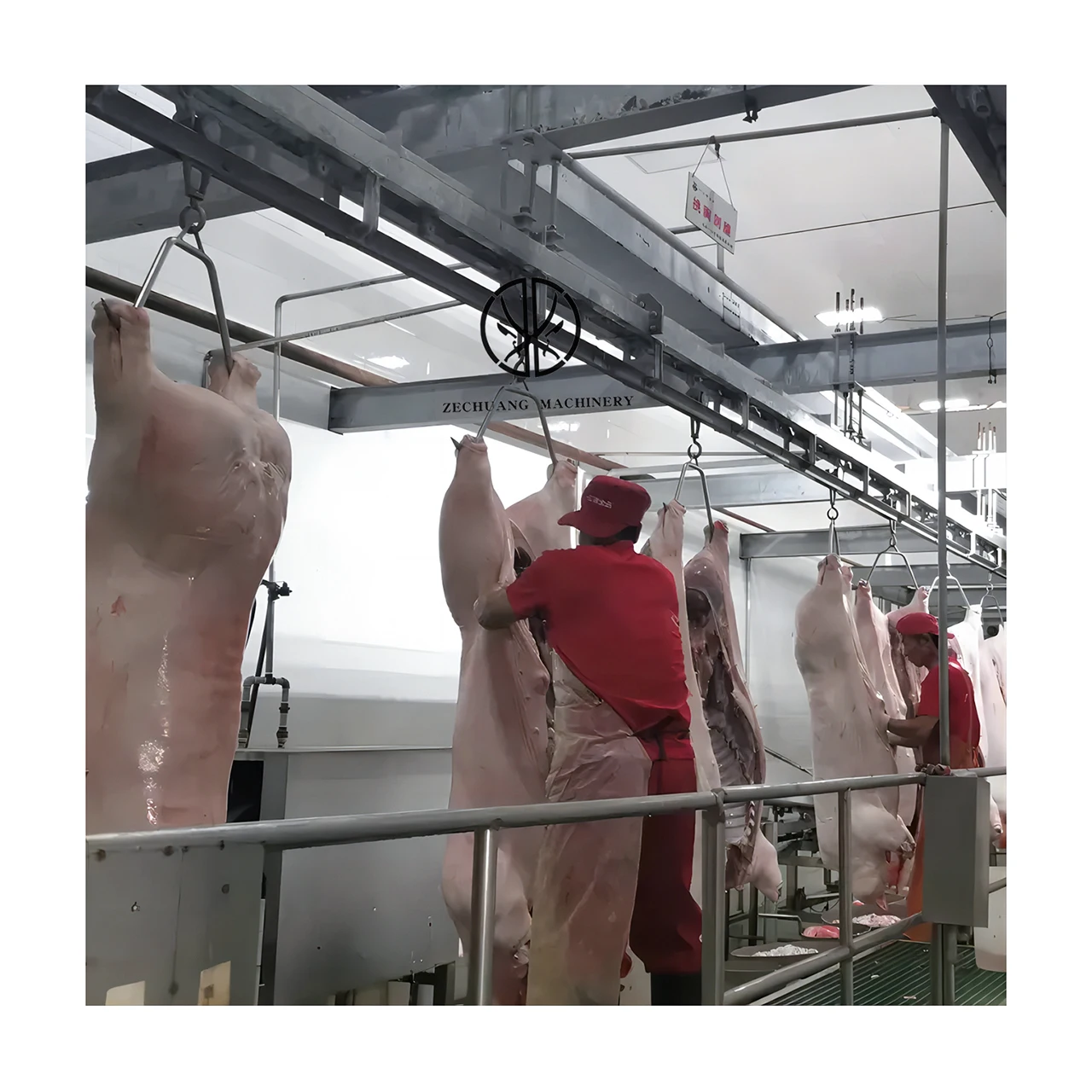 Factory Quality Two Shift Swine Abattoir Equipment Plant Double Column Platform For Pig Slaughtering Processing Machinery