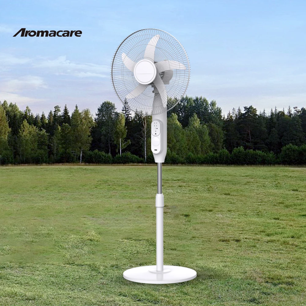 Aromacare 4800mAh Lithium Battery Powerful Large Rechargeable Fan Solar Fan 16 Inch Rechargeable Standing Fan With LED Light