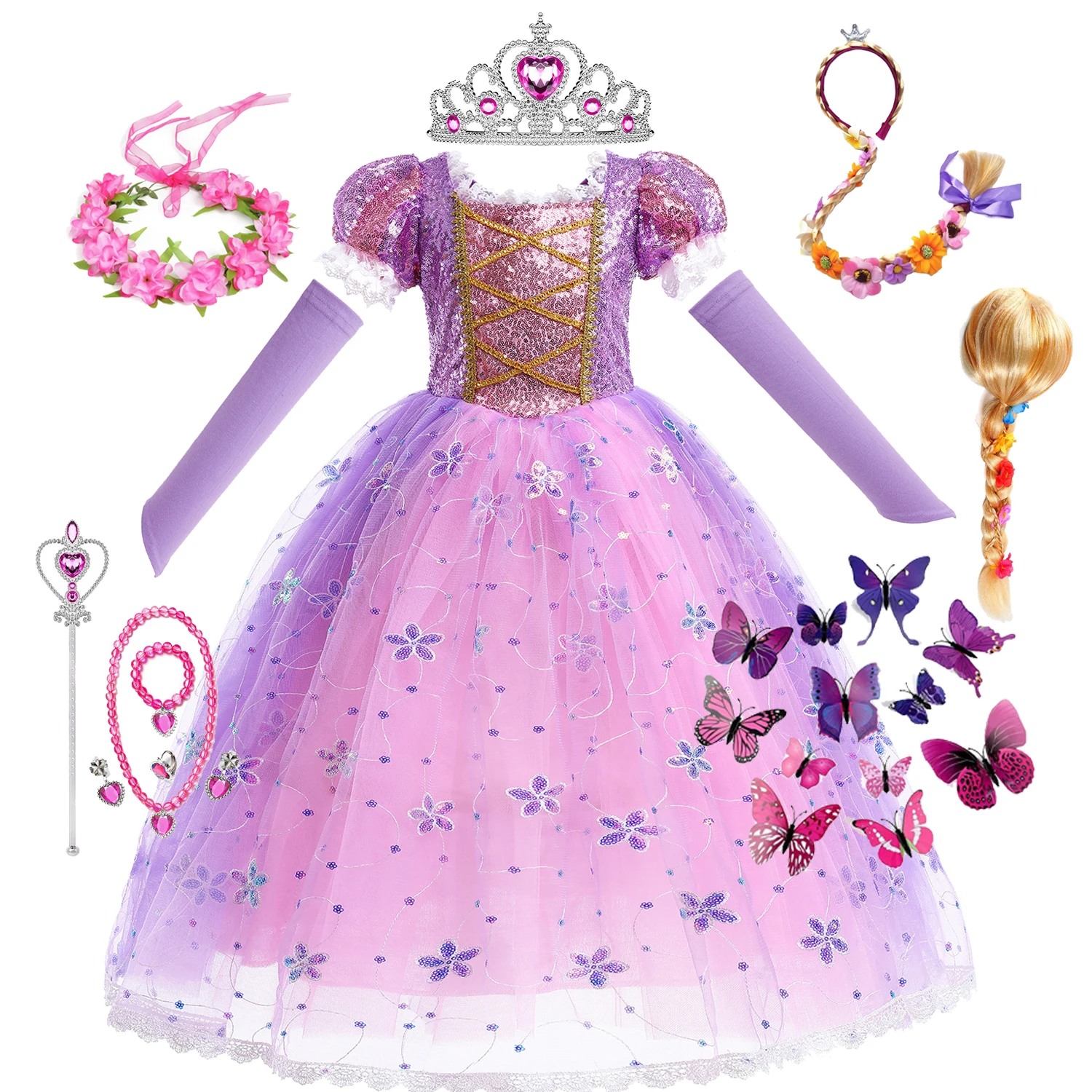 Girls Rapunzel Snow White Dress - Perfect for Halloween Girls Rapunzel Snow White Dress - Perfect for Halloween
