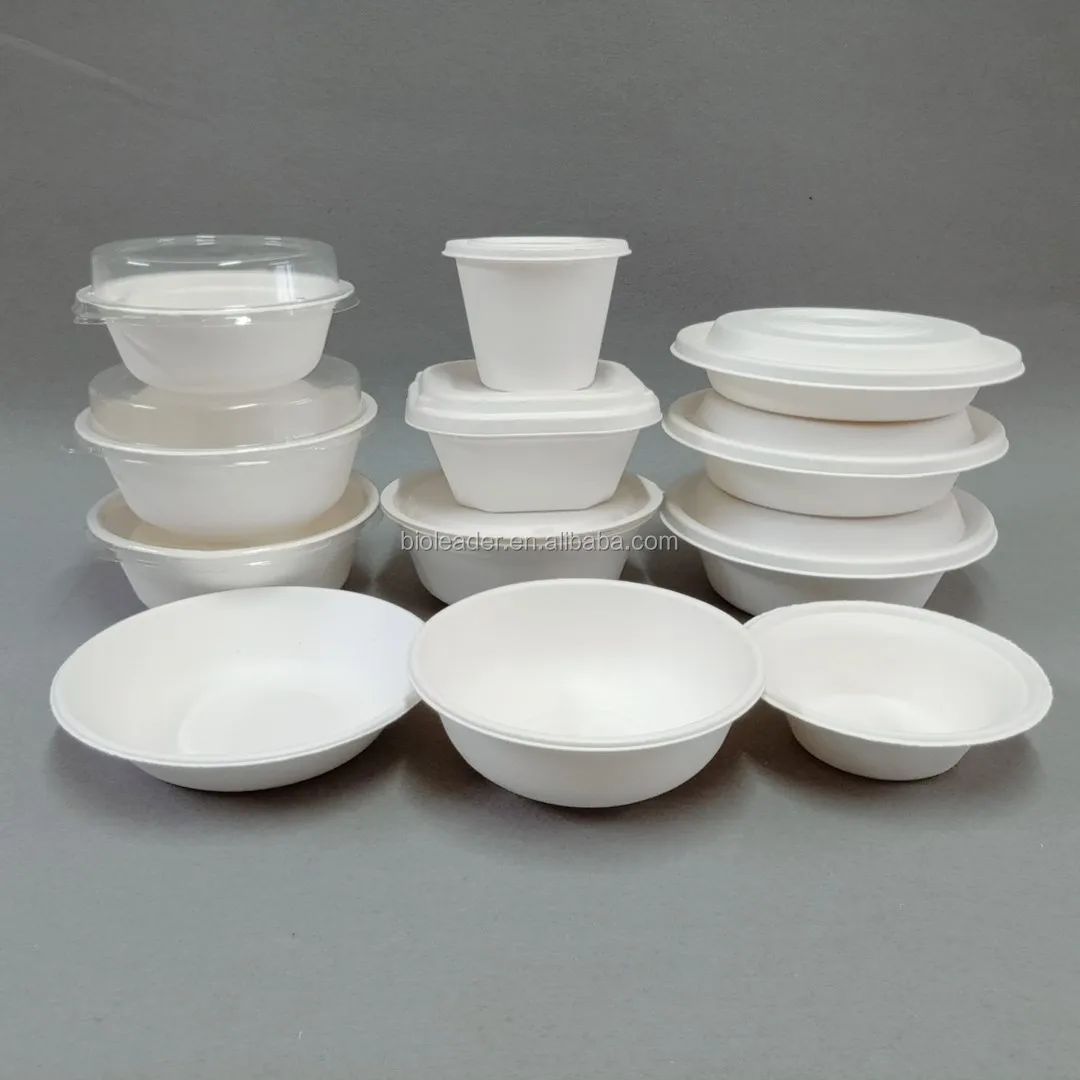 Bioleader Eco-Friendly Disposable Rectangle Paper Bowl with Lid Biodegradable