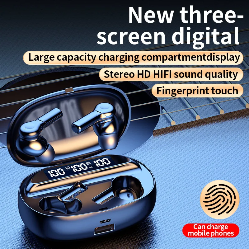 D2 LED Display Bluetooth Earphone True Wireless Headphone TWS Stereo Earbuds Sports Gaming Headset With Charging Box