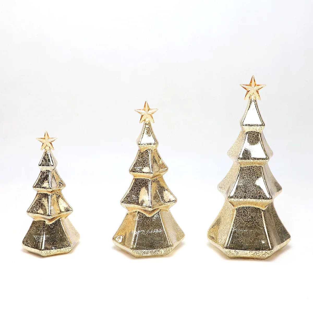 New luxury gold glass christmas tree custom led lighted centerpieces table decorations supplies ornaments products shopping mall