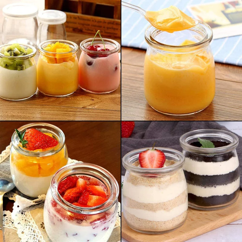 100ml 200ml 300ml Glass Pudding Cup With Lid Yogurt Jar