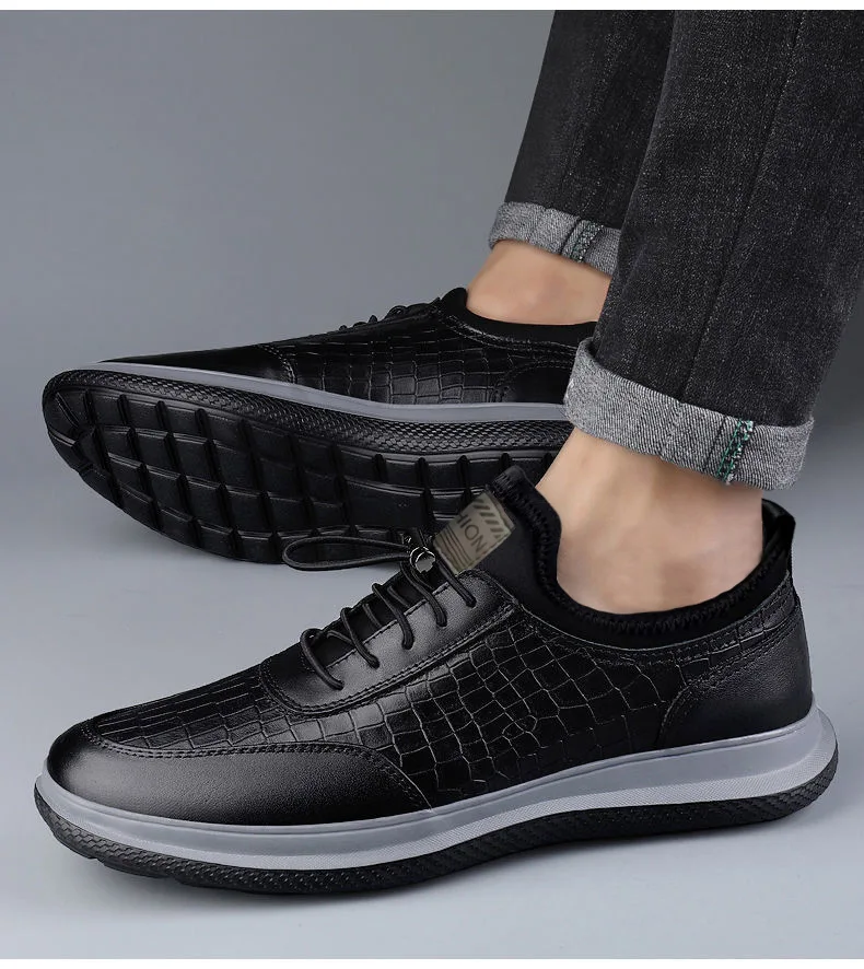 New Fashion Pu Upper Pvc Rubber Lace Up Men's Leather Sneakers Shoes ...