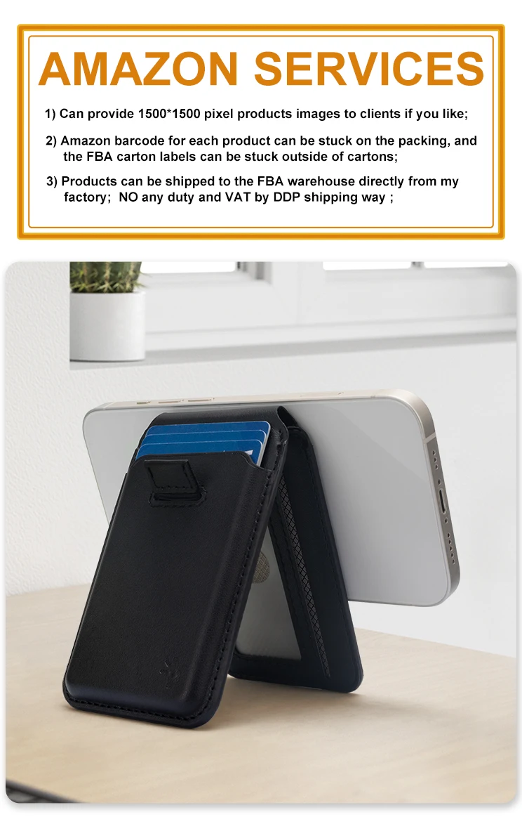 Detachable Leather Wallet Phone Case Card Holder With Stand Custom Magsaf Wallet