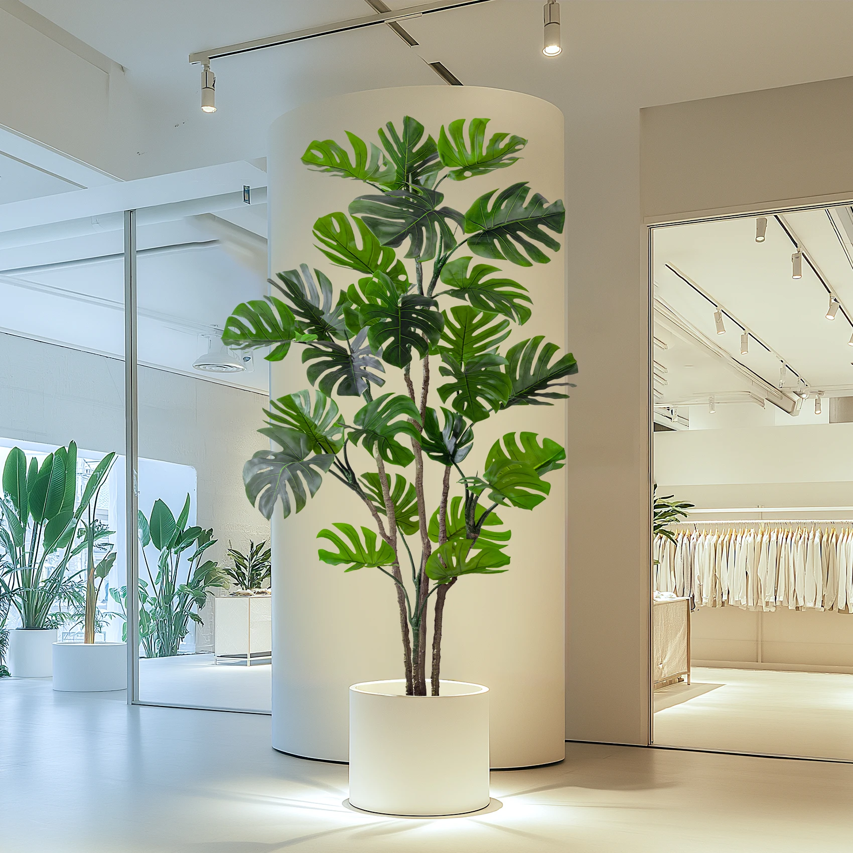 Modern Large Monstera Artificial Trees Realistic Silk Plastic Grass Faux for Indoor Outdoor Hotel Office Decor UV Landscape