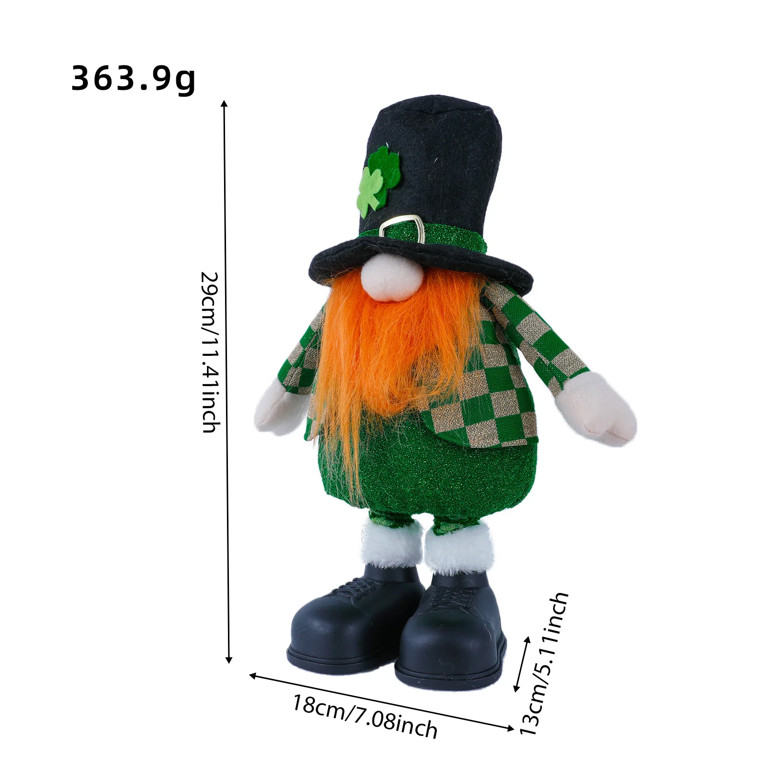 CustomPlushMaker: St. Patrick's Day Cotton Props - No Face Shamrock Knit Hat Couple Plush Toy Wholesale:sample