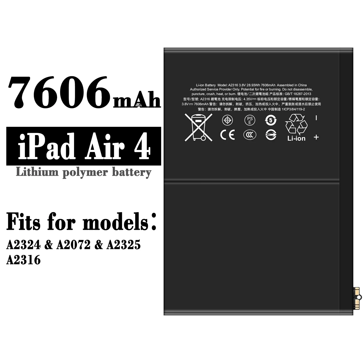Wholesale Replacement Battery for iPad Air 4 A2324 A2072 A2325 