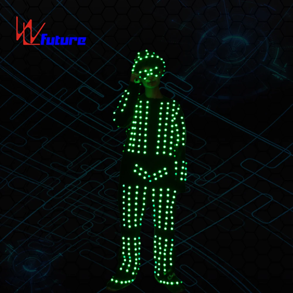 Full Color LED Programmable Tron Dance Suit Illuminated Performance Wear including Hatglasses Shoes for Halloween Party DJ