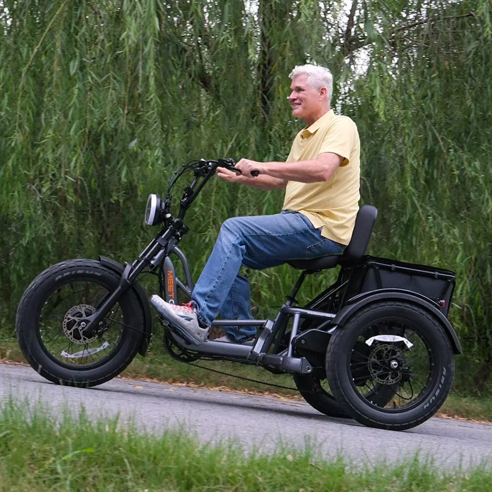 HDaspijh Elektro Dreirad Für Erwachsene - 200kg Ladung, 20 Zoll Fat Tire, 35km Reichweite