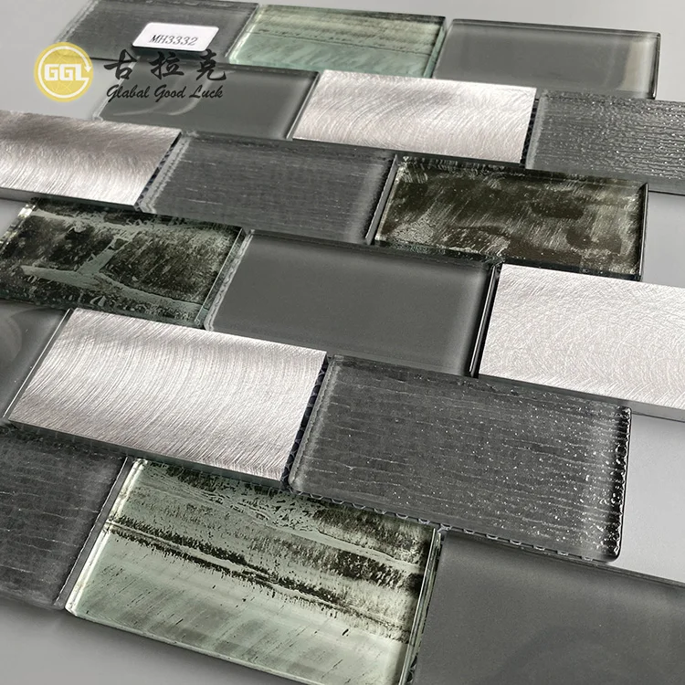 Luxury Glass Mix Metal Tiles Back Splash Kitchen Tiles Crystal Glass Mosaics