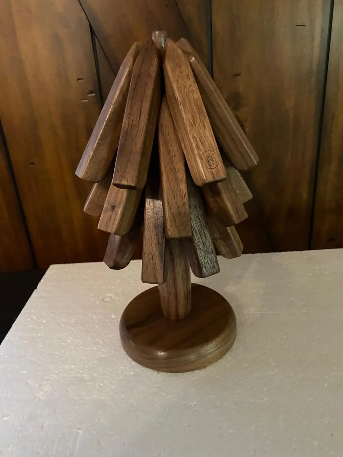 Set Of Black Walnut Treeshaped Wooden Trivets Hot Dish Coasters For