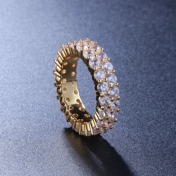 Western Style Fashion Double Row Couple Ring Jewelry Nightclub Ring Party Party Men And Women Gold Zircon Ring