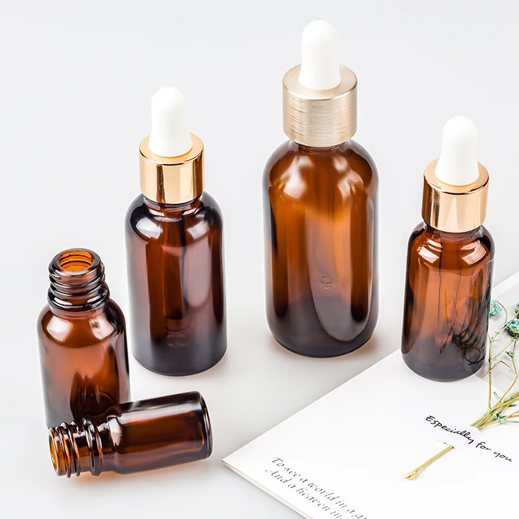 Bottle Dropper Lid 30ml Essential Oil Bottle Child Proof Dropper Glass Bottle Amber Glass Essential Oil Bottle Black Plastic Child Resistant Lid/
