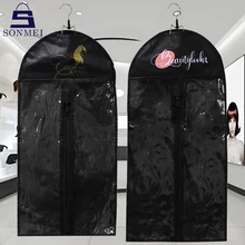 Non Woven Clear Hair Extension Packaging Black Custom Storage Wig Bags