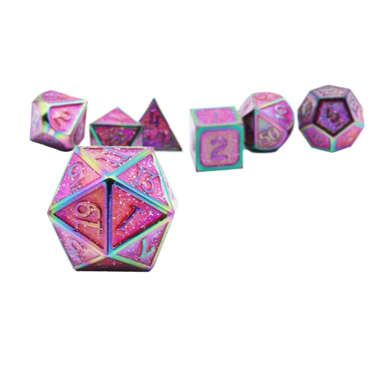 China Wholesale Supplier Custom Metal Dice Color Changing Powder Dice Dungeons And Dragons Dice