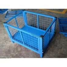 Industry Parts Storage Warehouse Metal Stack Collapsible Storage Cage Container Foldable Stackable Folding Steel Pallet Box