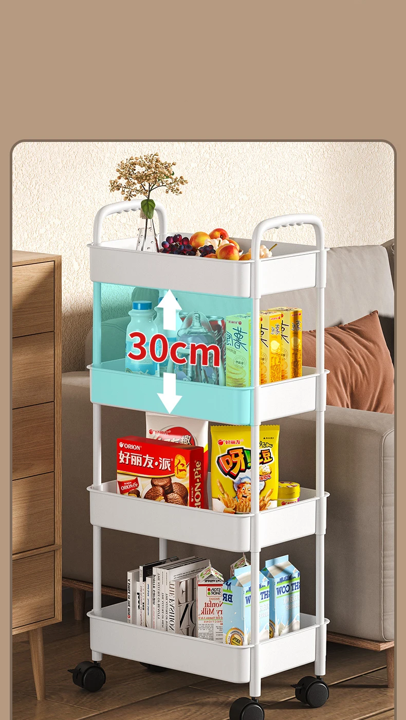 3 Tier Dining Rolling Storage Shelves Steel Hand Kitchen Storage Trolley Cart Organizer Kitchen Accessories Iron Multifunction manufacture