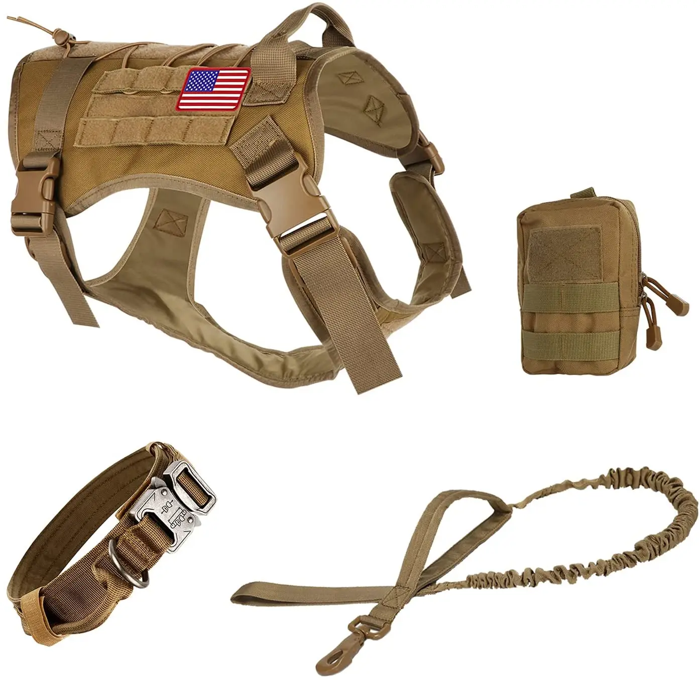 2021amazon Best Selling Dog Vest Collar Leash With Molle Pouch And