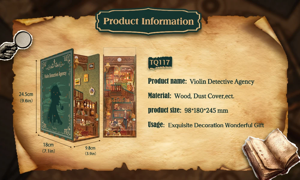 Tonecheer Book Nook Kit, Puzzle 3D en Bois BRICOLAGE Livre Nook Miniatures à Construire Modélisme Adultes, Cadeau décoratif pour insert pour bibliothèque avec LED (Violin Detective Agency Tonecheer Book Nook Kit, Puzzle 3D en Bois BRICOLAGE Livre Nook Miniatures à Construire Modélisme Adultes, Cadeau décoratif pour insert pour bibliothèque avec LED (Violin Detective Agency