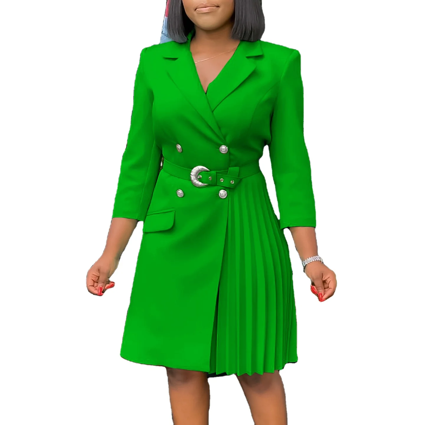 green emerald velvet dress Modish Green Drape Saree Dress with Sequin Embroidered Blazer main image 1