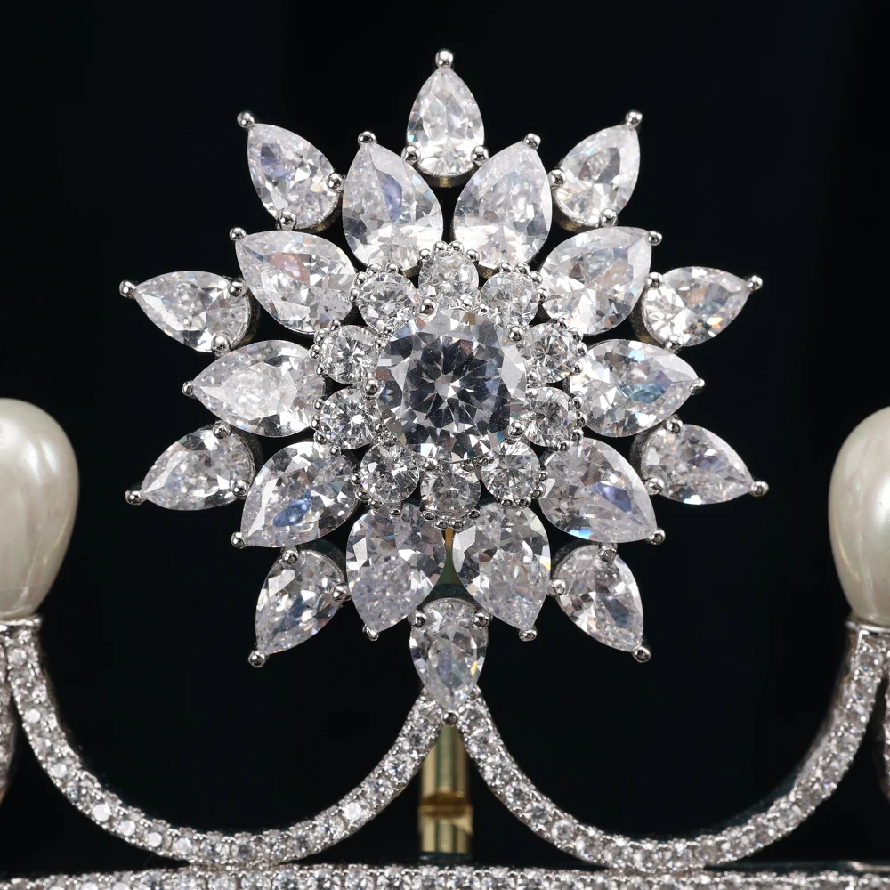 Женский обруч для волос с фианитами свадебное украшение искусственным жемчугом аксессуар