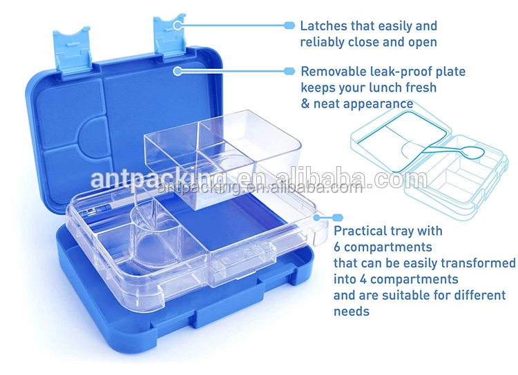 Leakproof Lunch Box Custom logo Bpa Free 4 Compartment Tritan Kids Bento Lunch Box