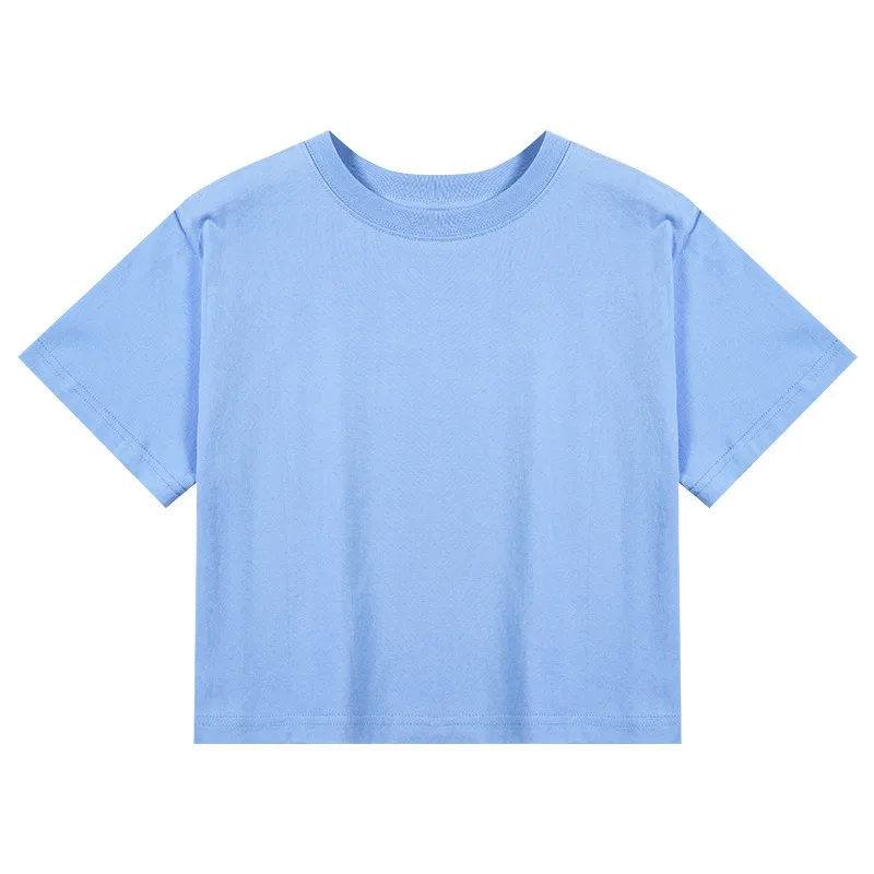 PLAVE WHY? CROP TOP T-SHIRT（S） Boxy Cropped T Shirt Women - 210 G Cotton Oversized Knit