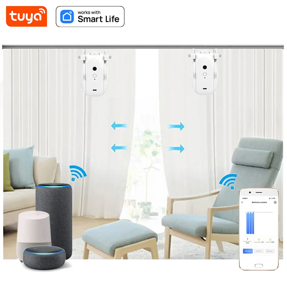 Tuya No External Power Required Smart Curtain Driver for Home Bedroom Hotel Easy Carry Curtain Robot