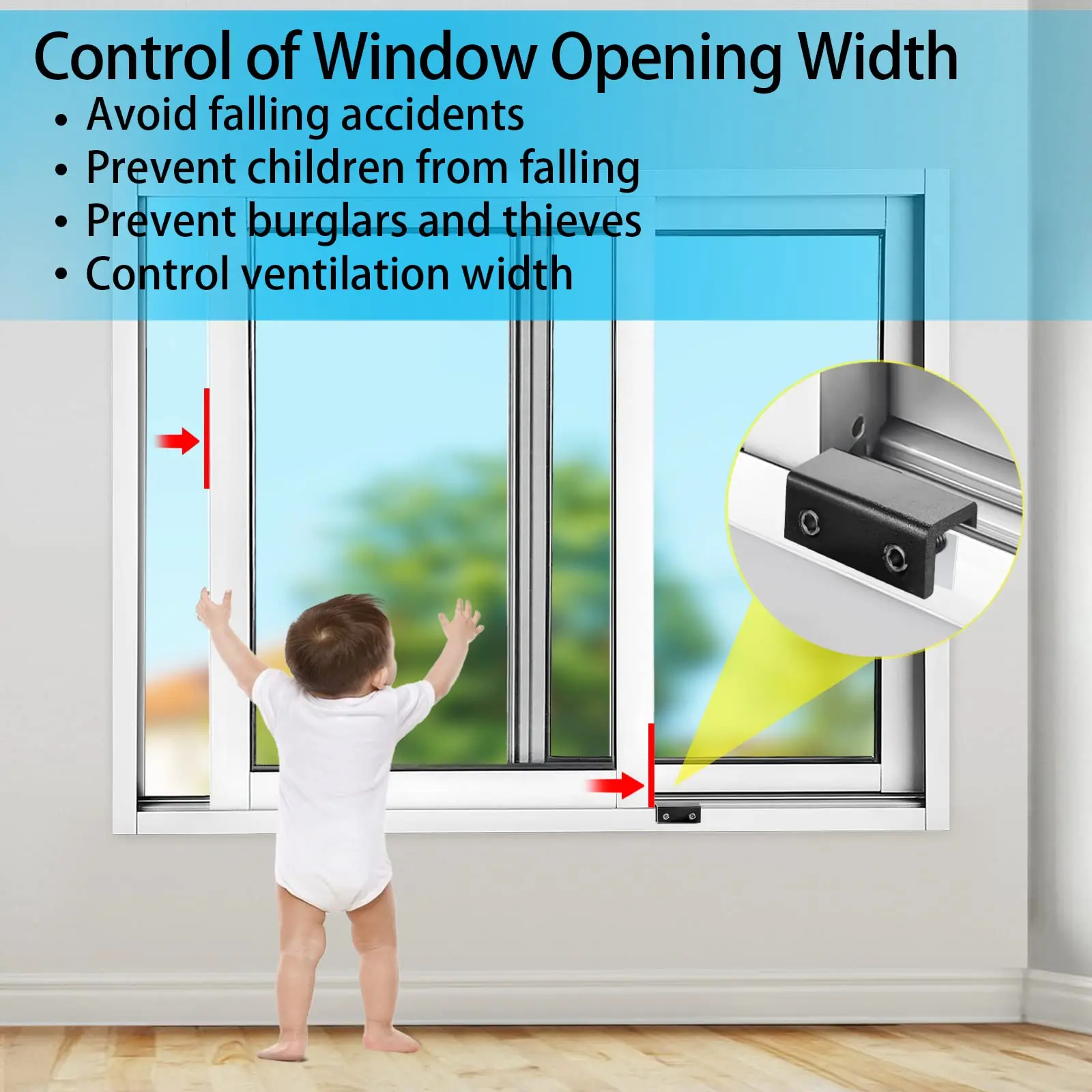 Window Locks,4 Sets Sliding Window Locks With Key for Vertical & Horizontal Sliding Windows Doors,Easv to Install,Adjustable