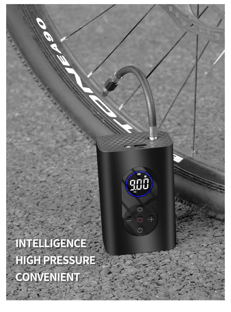 Yoelbaer Bicycle Car Tires Air Pump Wireless Tyre Pump Inflator with Power Bank