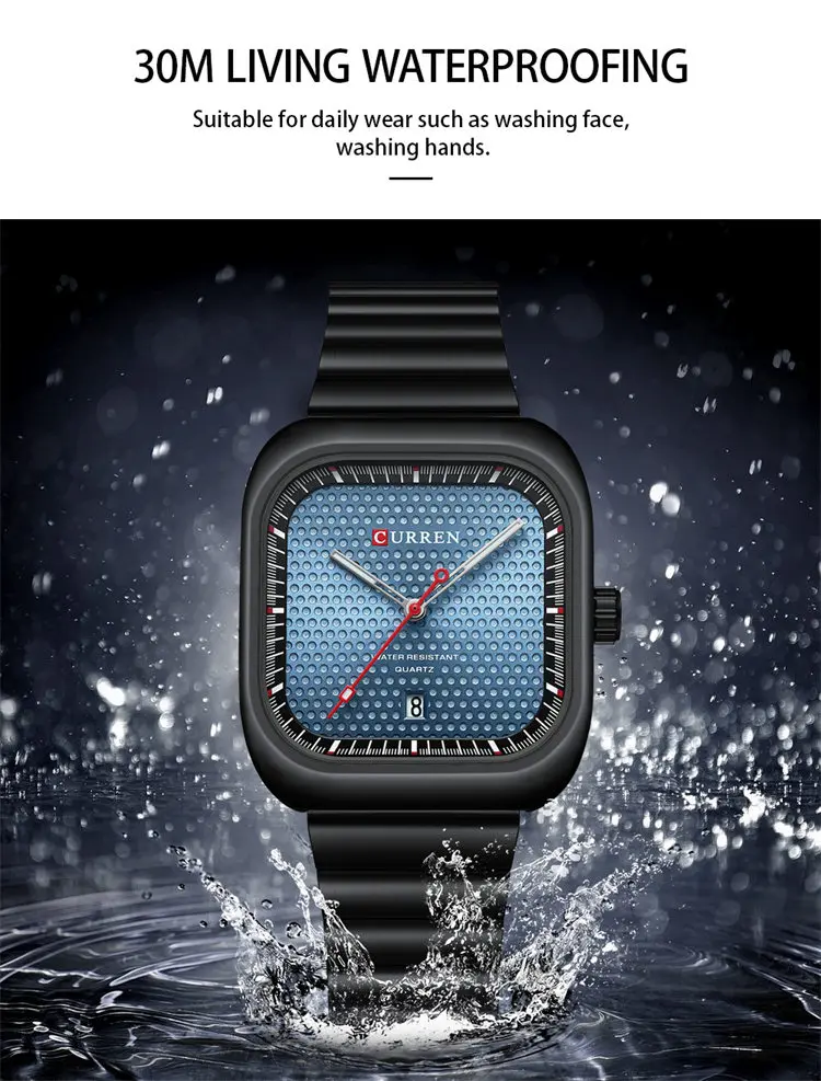 Curren 8460, оптовая продажа, производство, мужские часы, недорогие часы из нержавеющей стали с квадратным дисплеем даты, низкие часы moq, повседневные ручные часы