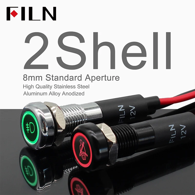 Filn New Products 8mm Led 12v Car Logo Indicator Light With 180