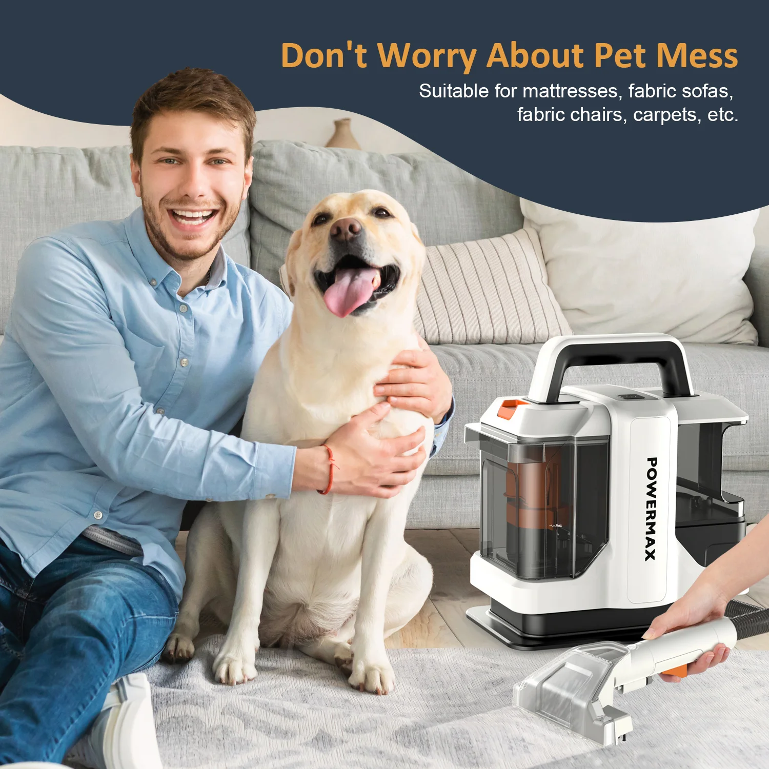 Portable Carpet Cleaner Machine Wet and Dry Vacuum Spray Spot Cleaner Home Fabrics Sofa Curtain Carpet Cleaner for Household