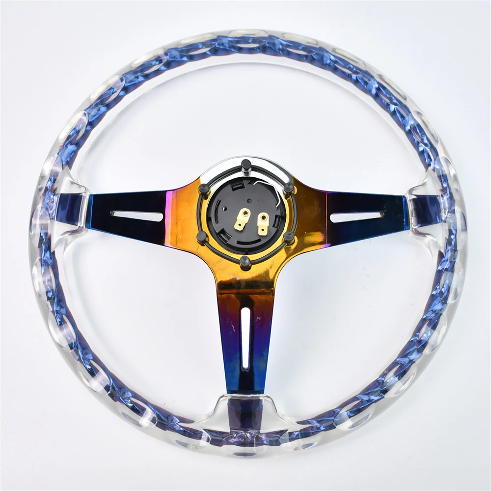 TIYPEOR Blue Transparency Hitman Twist Crystal Steering Wheel Car