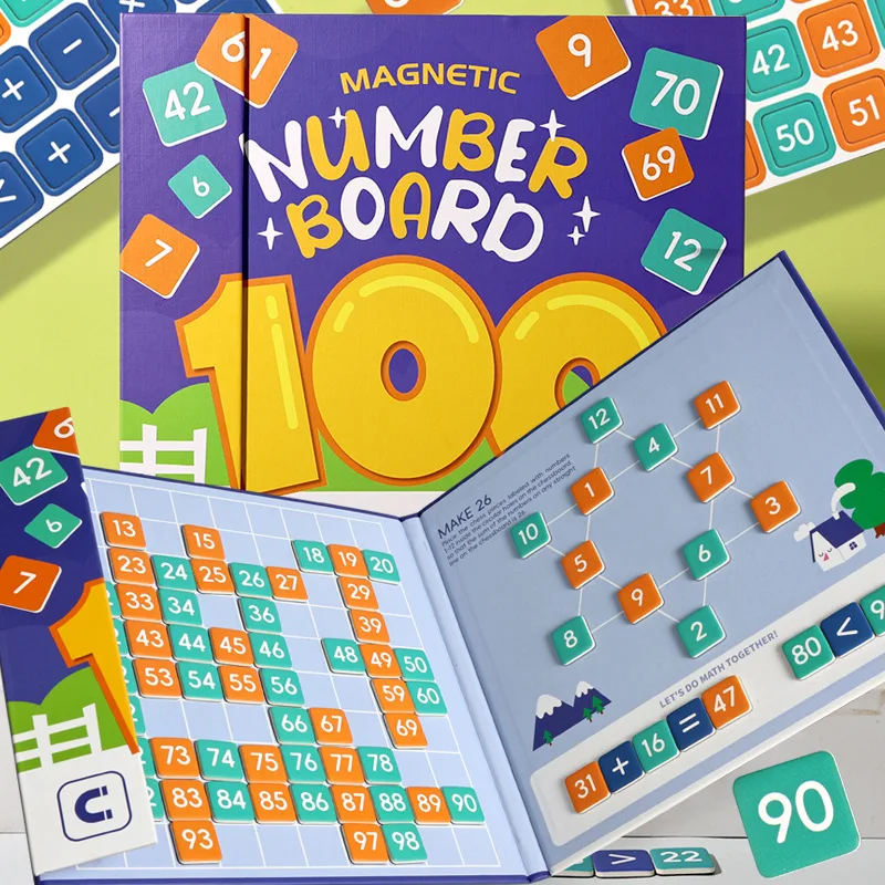 New Design Montessori Educational Toys 1-100 Number Board for Age 2+ Boys Girls Early Math Books Teaching Aids Arithmetic