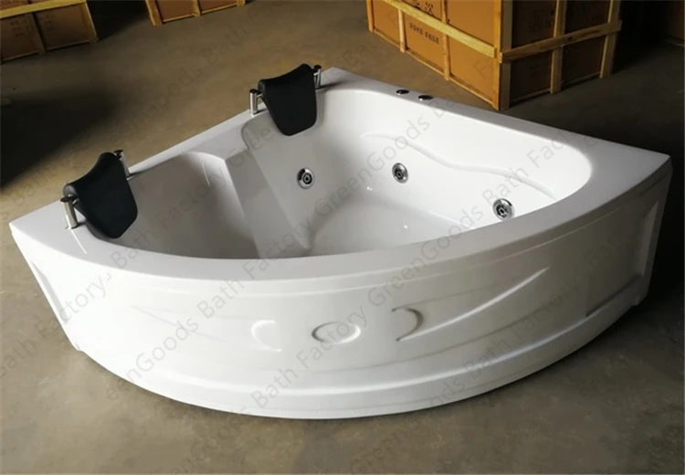 CE Hotel Dealer European Style Heart Shaped 150cm Big Size Skirt Bath Spa Double Whirlpool Bathtub for Couple in the Corner