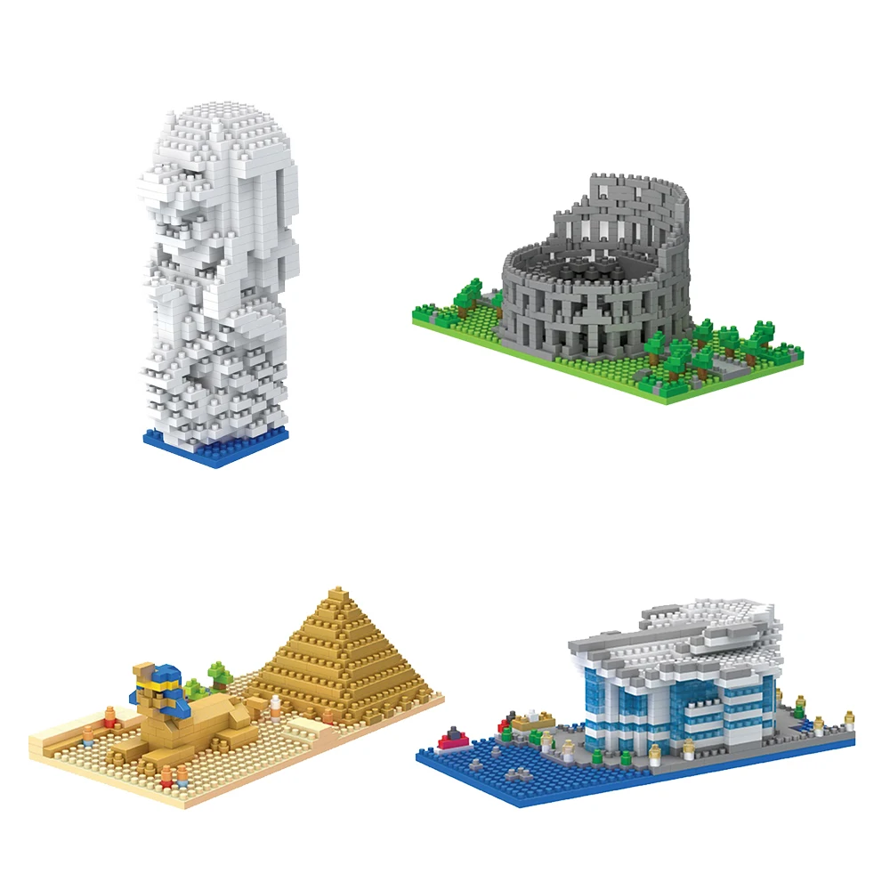 8405-8409 HongKong Convention and Exhibition Centre Colosseum the Sphinx World Famous Building Particle Building Block Kids Toys