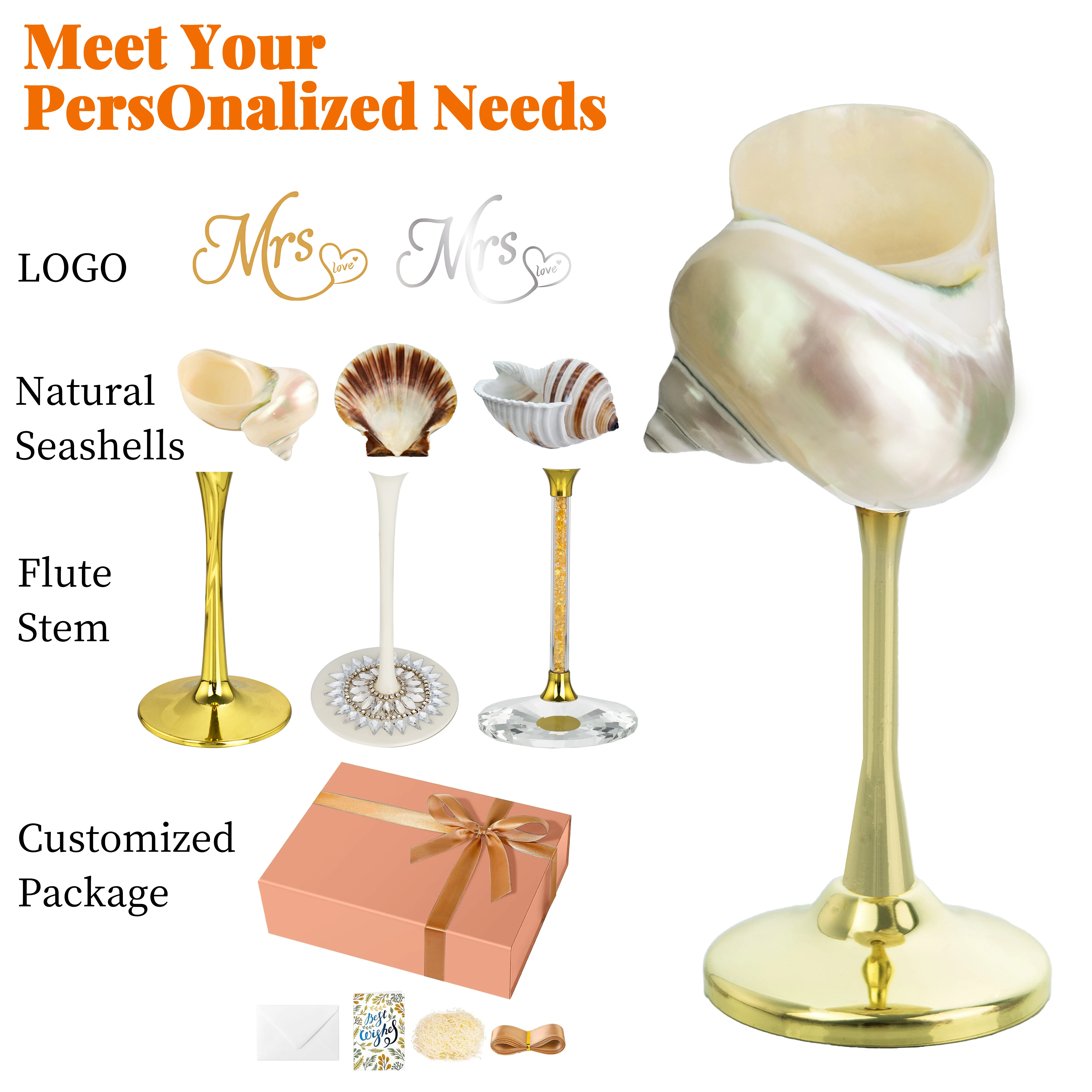 Natural Conch Shell Crystal Wine Glass - Beach Wedding Gifts