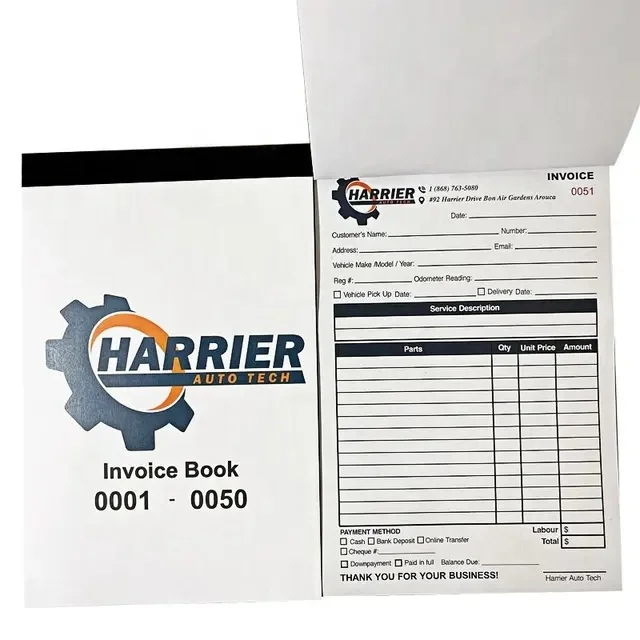 Triplicate Duplicate Carbonless  NCR Copy Paper Custom Tally Tax Receipt Proforma Invoice Form Cash Bill Register Book Printing