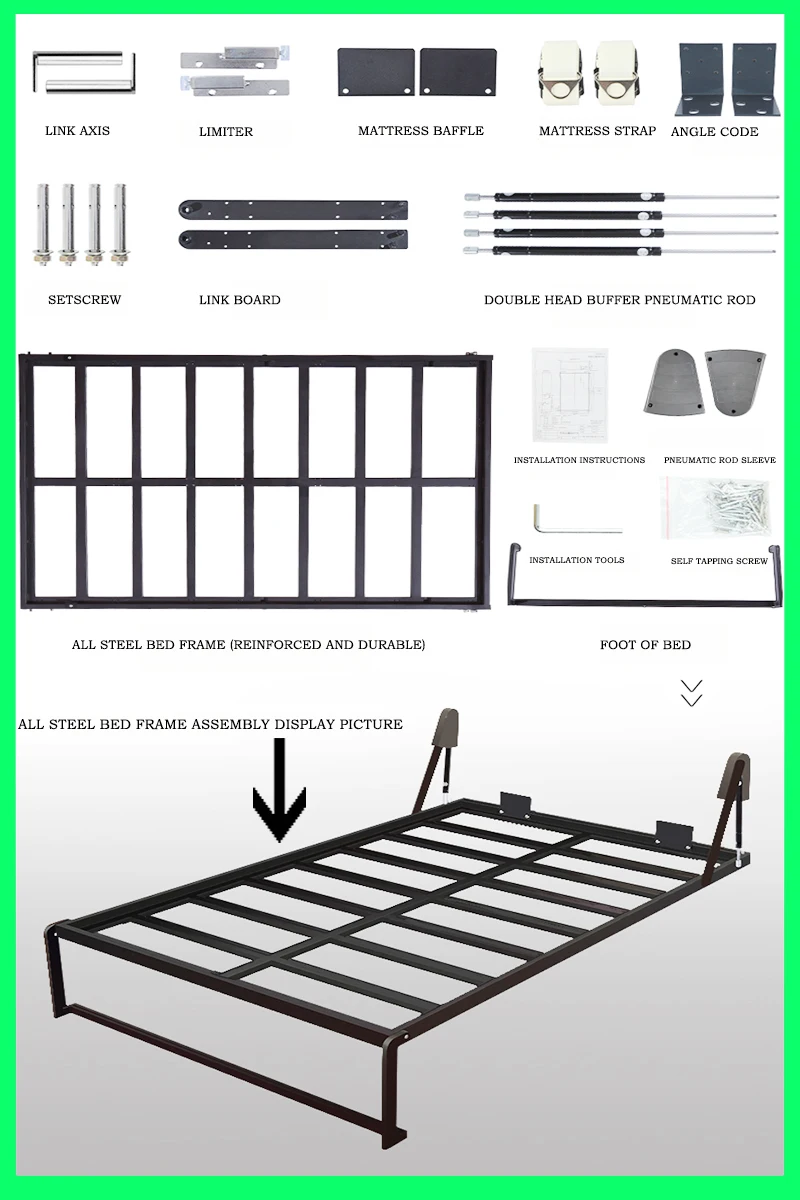 Bedroom Furniture Murphy Bed Folddown Hidden Wall Panel Bed Steel