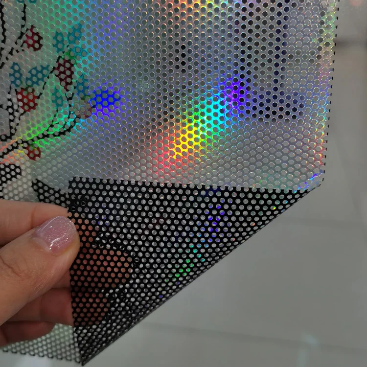 Design See Through One Way Vision Film Mesh Window Glass Sticker Material
