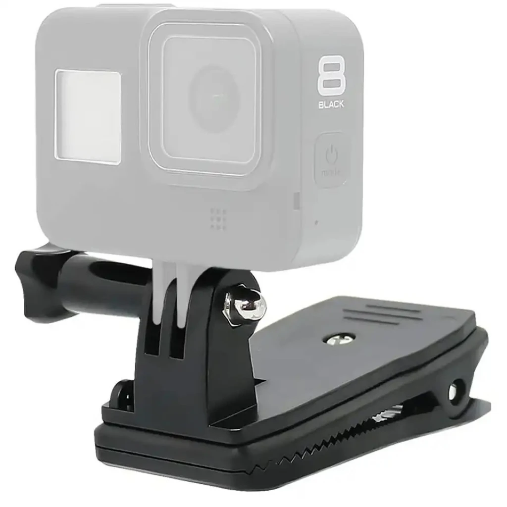 Clip Sac à Dos 360° Pour GoPro - Support Action Cam - Compatible GoPro, DJI, Insta360 - 3 En 1